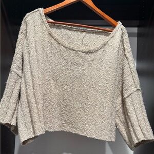 FREE PEOPLE Chunky Knit CROP Off Shoulder Oversized Sweater
